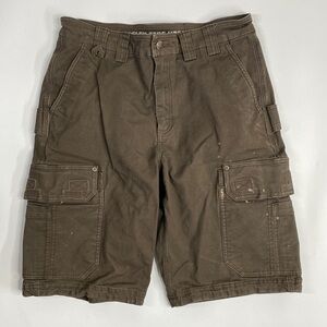 Duluth Trading Co Flex Fire House Brown Cargo Shorts 12" Inseam Size 34